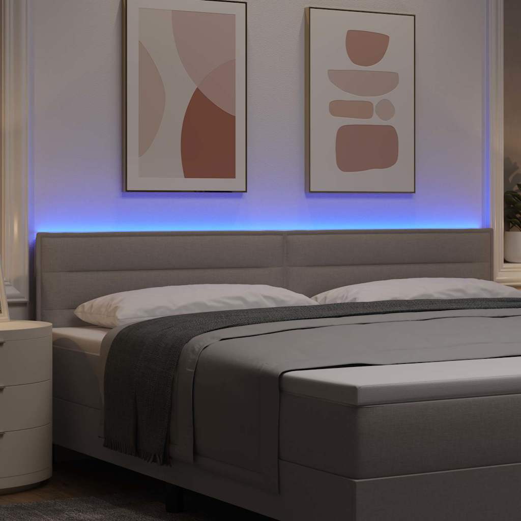 vidaXL LED Kopfteil mit LED-Lichtleisten Taupe 200 cm Polyester