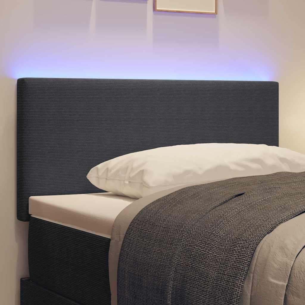 vidaXL LED Kopfteil mit LED-Lichtleisten Dunkelgrau 90 cm Polyester