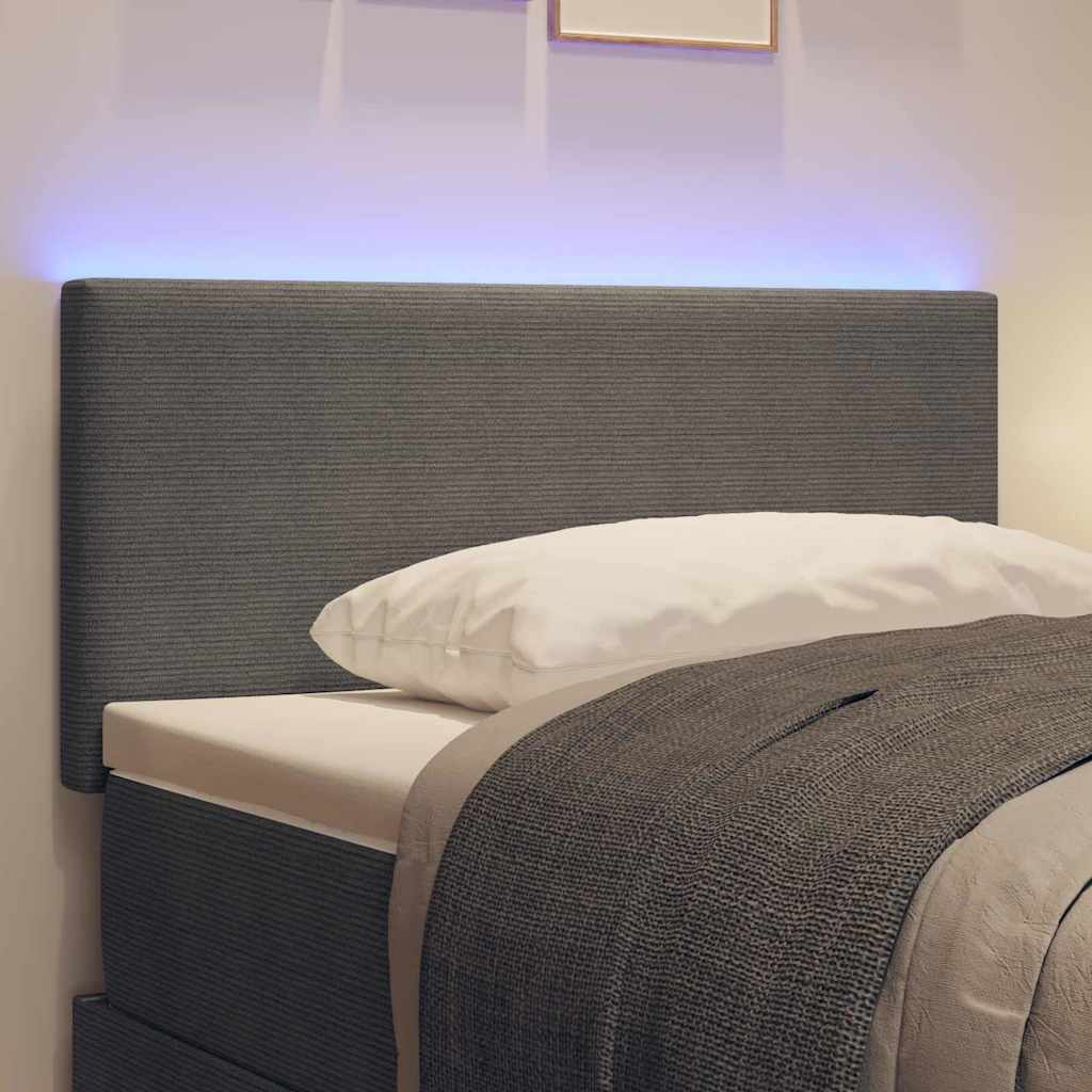 vidaXL LED Kopfteil mit LED-Lichtleisten Hellgrau 100 cm Polyester