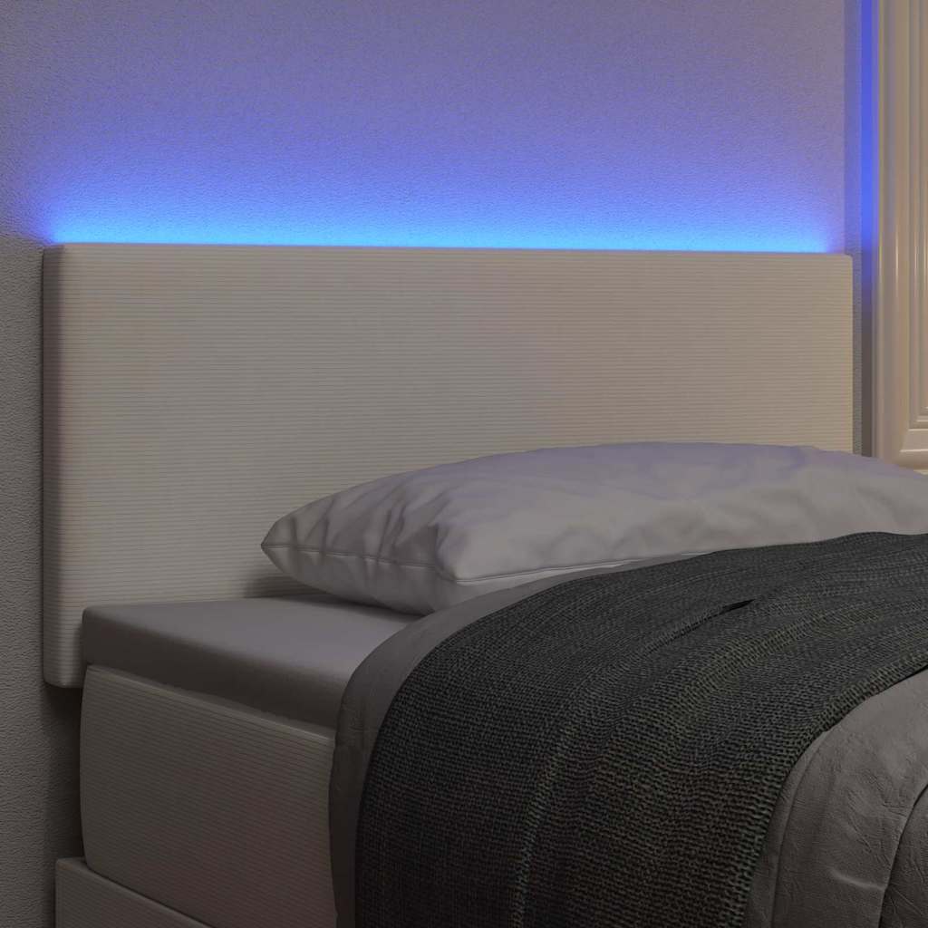 vidaXL LED Kopfteil mit LED-Lichtleisten Creme 100 cm Polyester