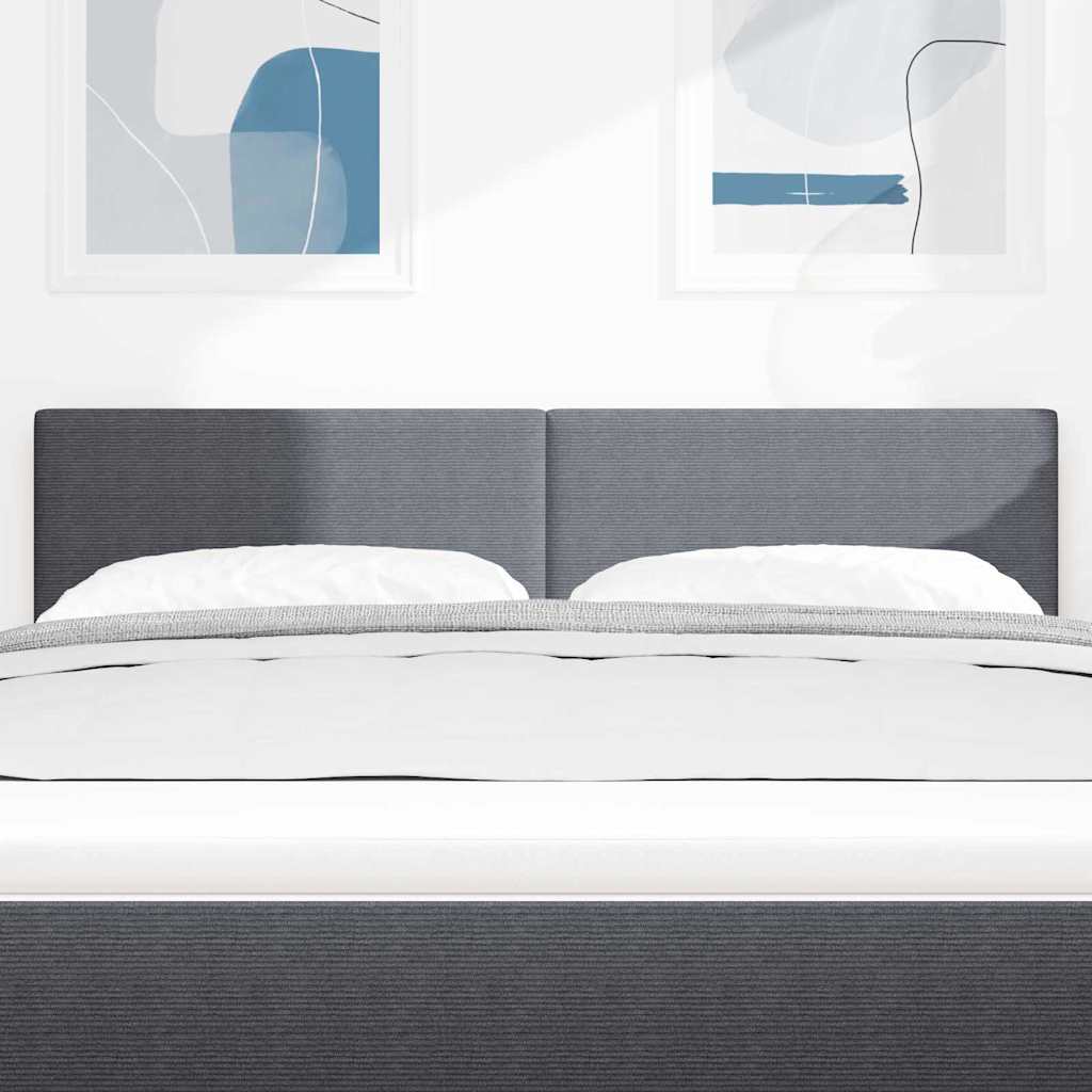vidaXL LED Kopfteil mit LED-Lichtleisten Dunkelgrau 144 cm Polyester