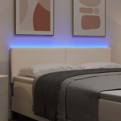 vidaXL LED Kopfteil mit LED-Lichtleisten Creme 144 cm Polyester