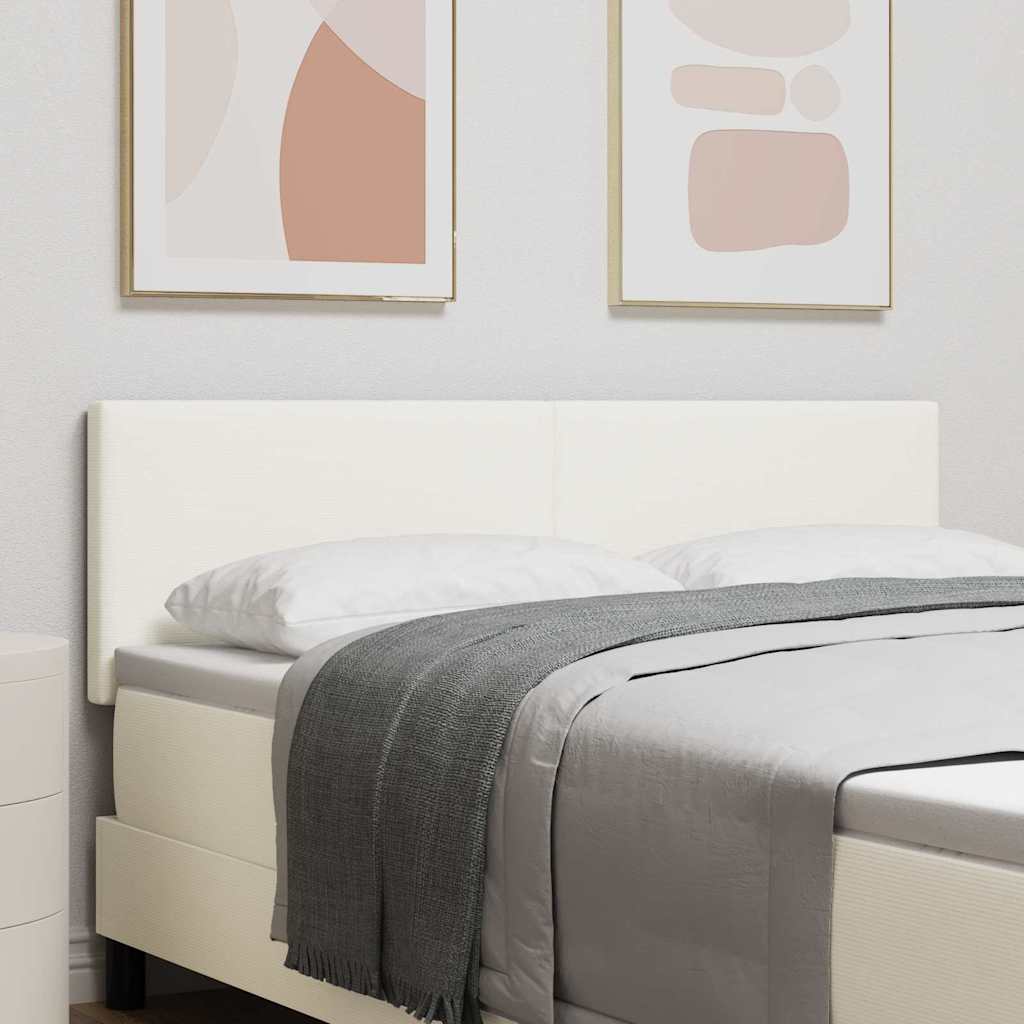 vidaXL LED Kopfteil mit LED-Lichtleisten Creme 144 cm Polyester