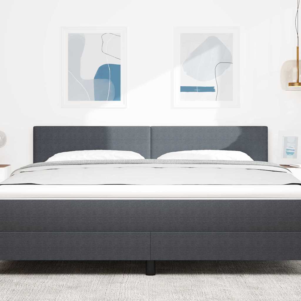 vidaXL LED Kopfteil mit LED-Lichtleisten Dunkelgrau 180 cm Polyester