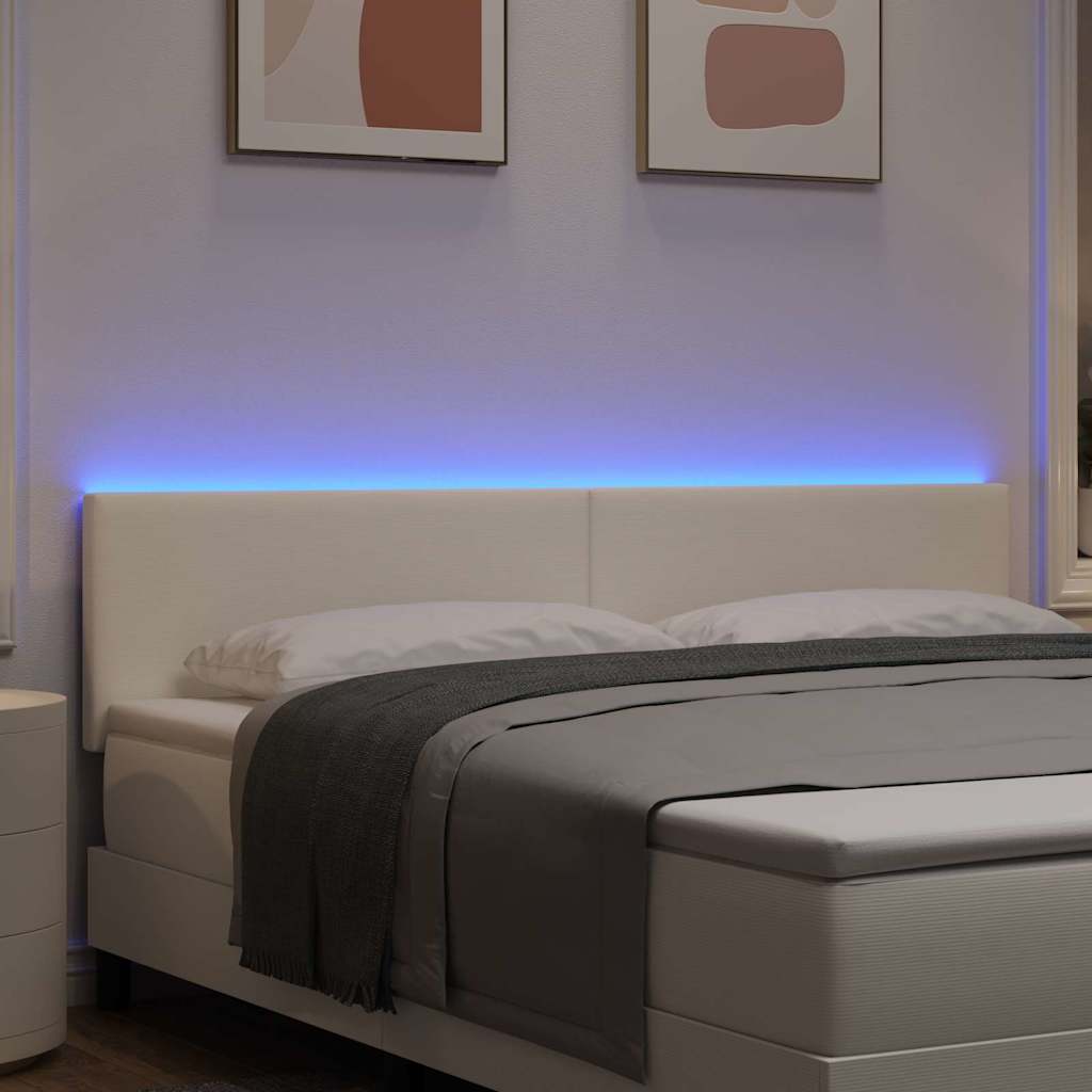 vidaXL LED Kopfteil mit LED-Lichtleisten Creme 180 cm Polyester