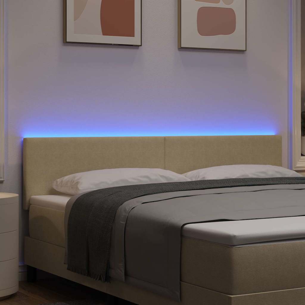vidaXL LED Kopfteil mit LED-Lichtleisten Grau-Grün 180 cm Polyester