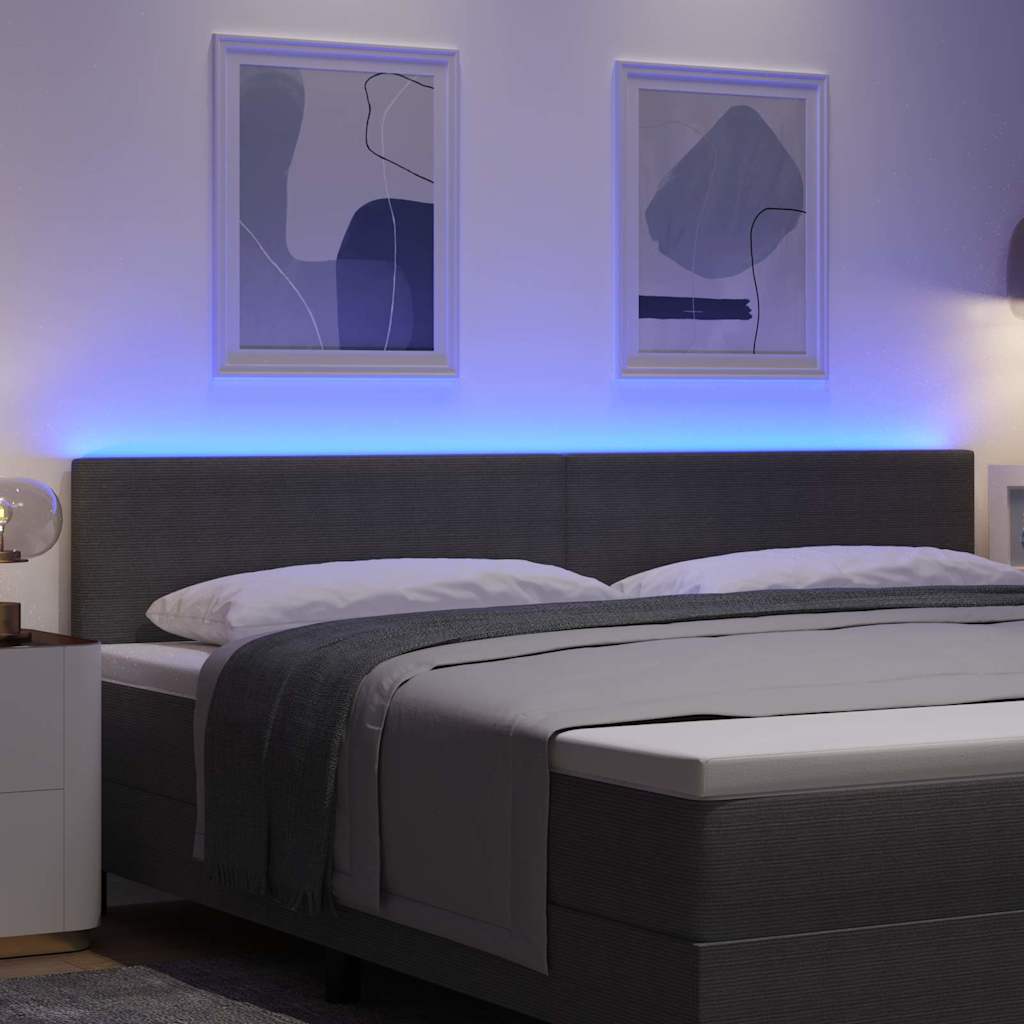 vidaXL LED Kopfteil mit LED-Lichtleisten Hellgrau 200 cm Polyester