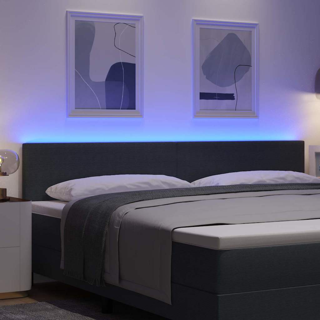 vidaXL LED Kopfteil mit LED-Lichtleisten Dunkelgrau 200 cm Polyester
