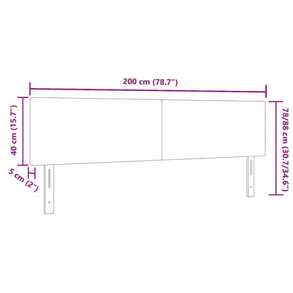 vidaXL LED Kopfteil mit LED-Lichtleisten Dunkelgrau 200 cm Polyester