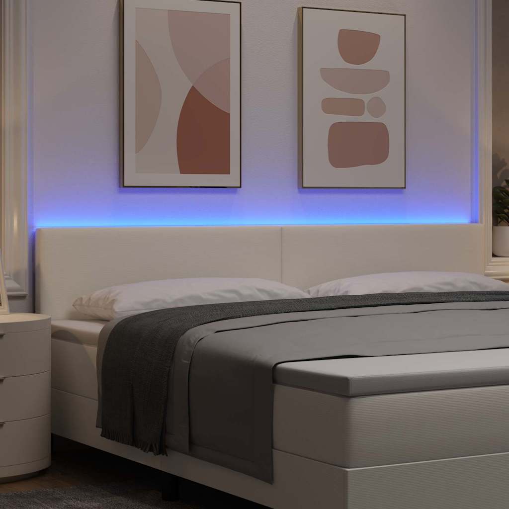 vidaXL LED Kopfteil mit LED-Lichtleisten Creme 200 cm Polyester
