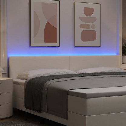 vidaXL LED Kopfteil mit LED-Lichtleisten Creme 200 cm Polyester