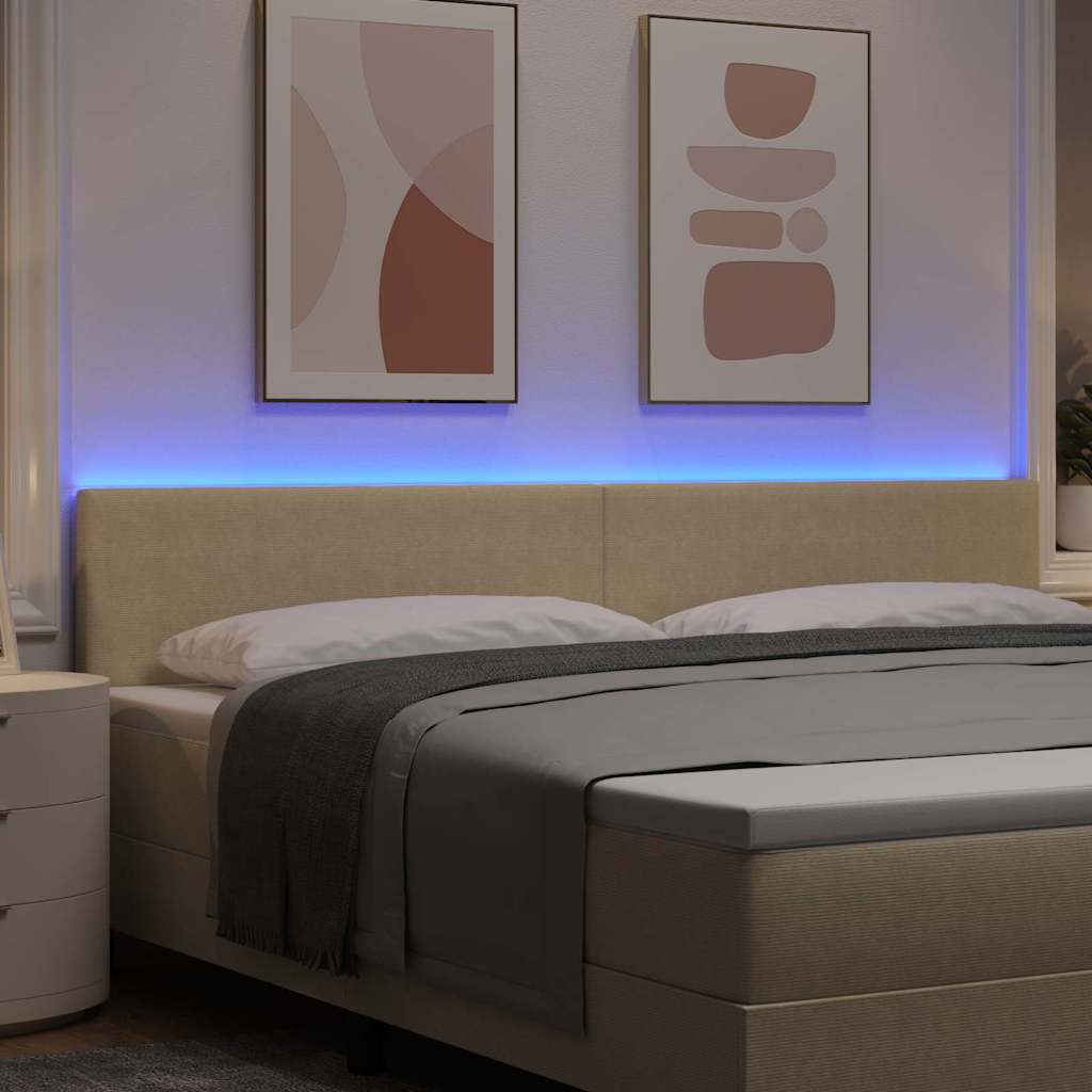 vidaXL LED Kopfteil mit LED-Lichtleisten Grau-Grün 200 cm Polyester