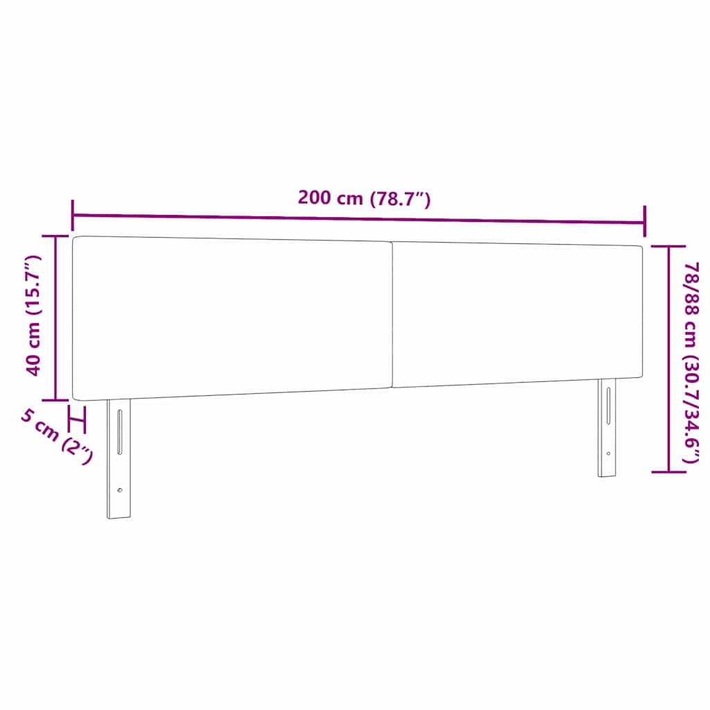 vidaXL LED Kopfteil mit LED-Lichtleisten Grau-Grün 200 cm Polyester