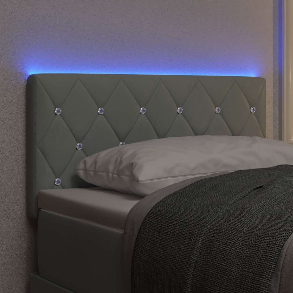 vidaXL LED Kopfteil mit LED-Lichtleisten Hellgrau 80 cm Polyester