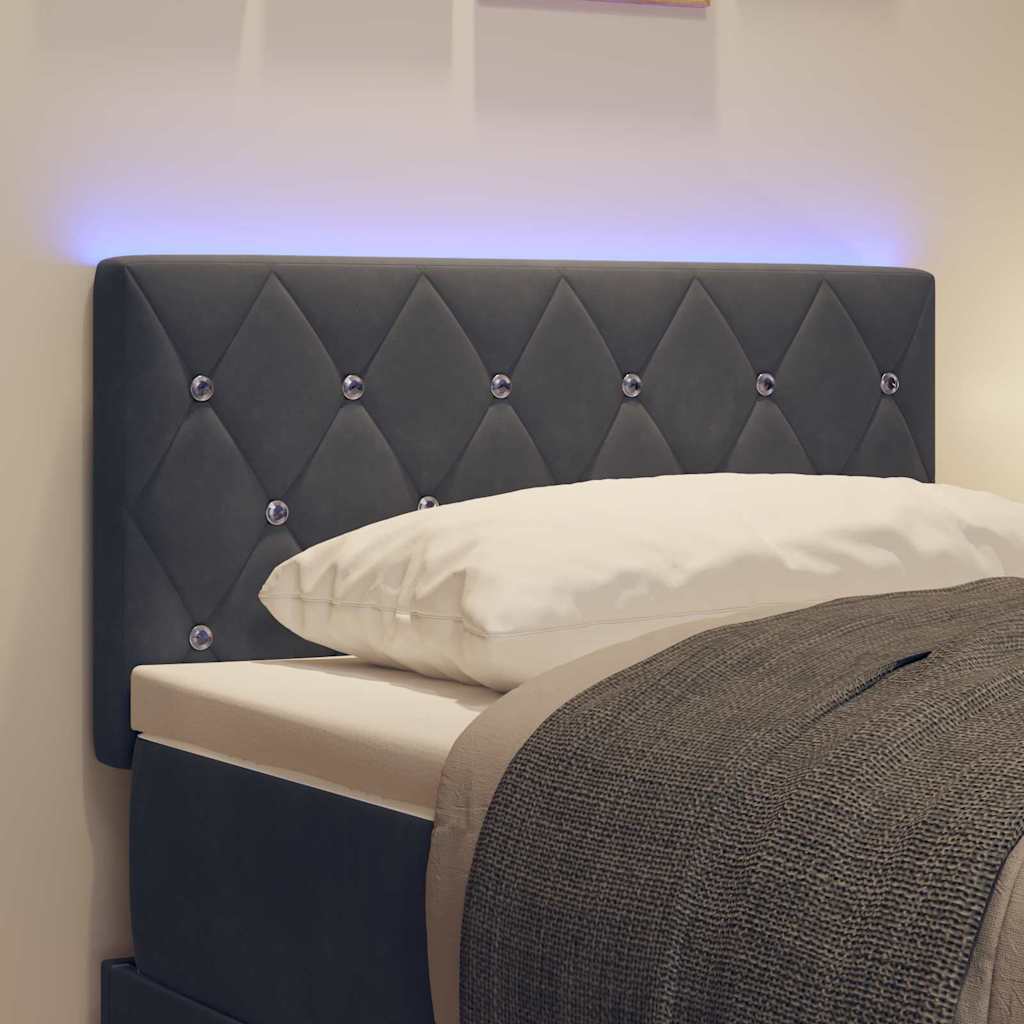 vidaXL LED Kopfteil mit LED-Lichtleisten Dunkelgrau 80 cm Polyester