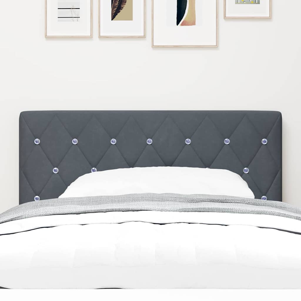 vidaXL LED Kopfteil mit LED-Lichtleisten Dunkelgrau 90 cm Polyester