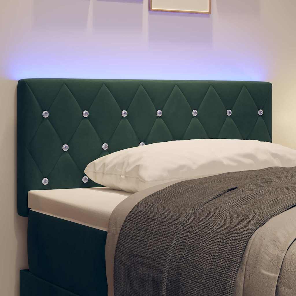 vidaXL LED Kopfteil mit LED-Lichtleisten Dunkelgrün 100 cm Polyester