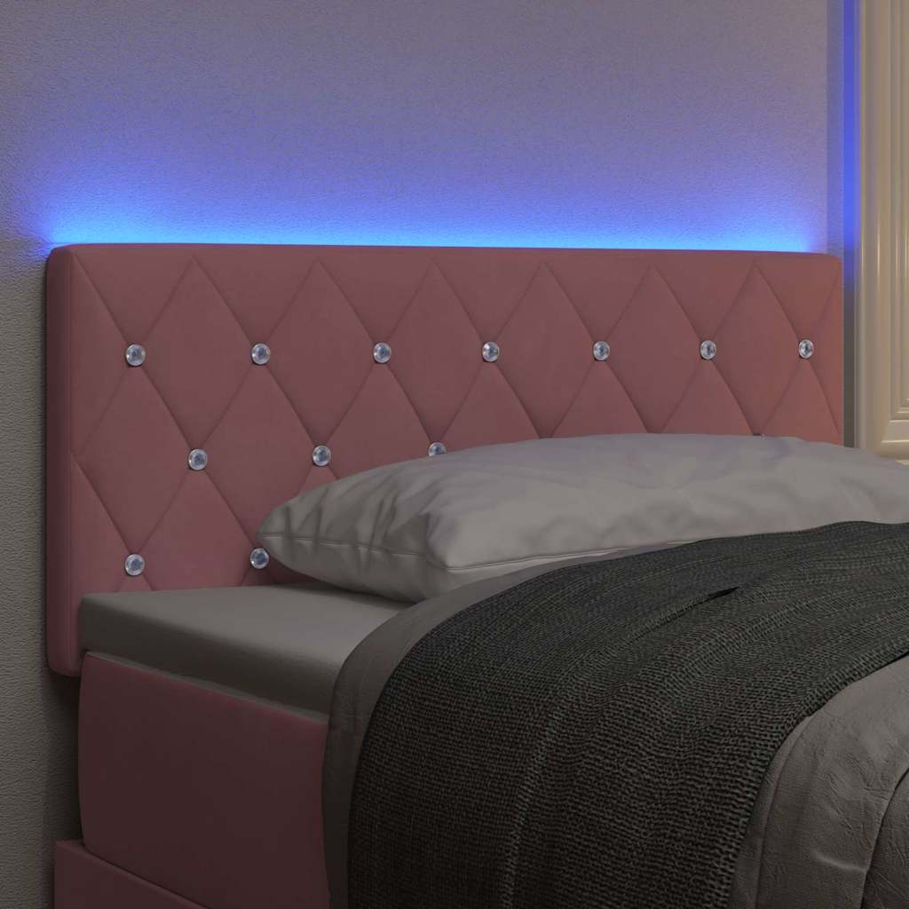 vidaXL LED Kopfteil mit LED-Lichtleisten Rosa 100 cm Polyester