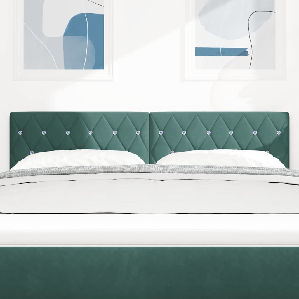 vidaXL LED Kopfteil mit LED-Lichtleisten Dunkelgrün 144 cm Polyester