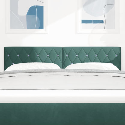 vidaXL LED Kopfteil mit LED-Lichtleisten Dunkelgrün 144 cm Polyester