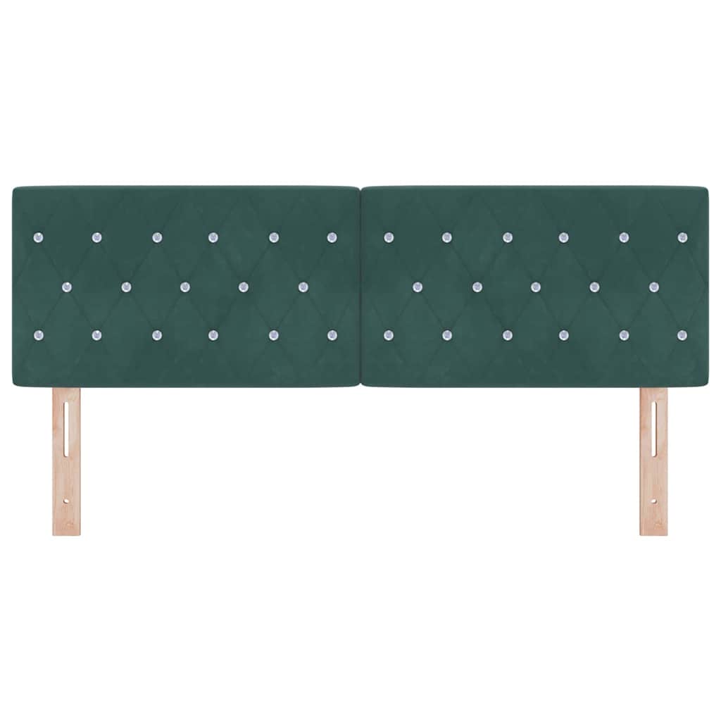 vidaXL LED Kopfteil mit LED-Lichtleisten Dunkelgrün 144 cm Polyester