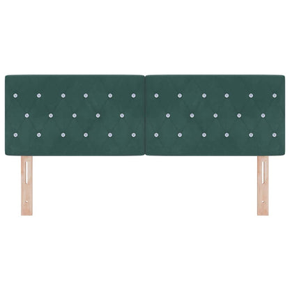 vidaXL LED Kopfteil mit LED-Lichtleisten Dunkelgrün 144 cm Polyester