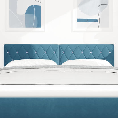 vidaXL LED Kopfteil mit LED-Lichtleisten Dunkelblau 144 cm Polyester