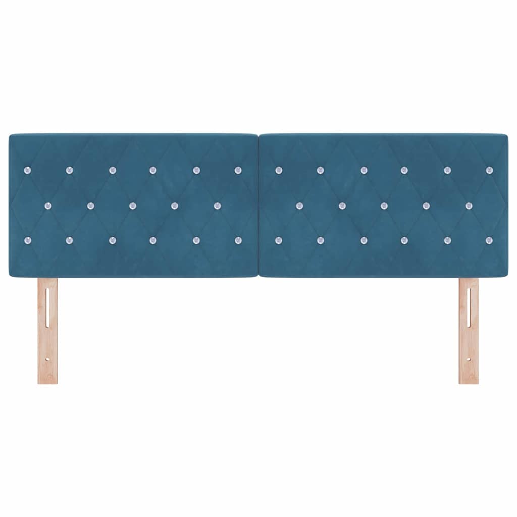 vidaXL LED Kopfteil mit LED-Lichtleisten Dunkelblau 144 cm Polyester