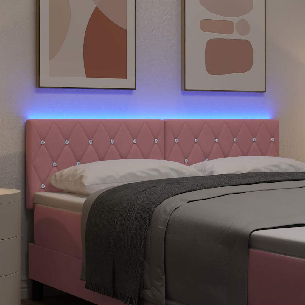 vidaXL LED Kopfteil mit LED-Lichtleisten Rosa 144 cm Polyester