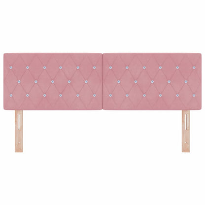 vidaXL LED Kopfteil mit LED-Lichtleisten Rosa 144 cm Polyester