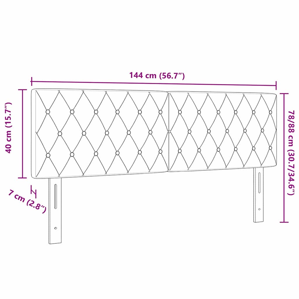vidaXL LED Kopfteil mit LED-Lichtleisten Rosa 144 cm Polyester