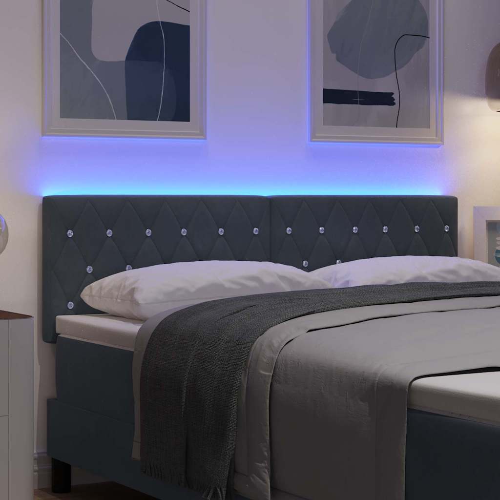 vidaXL LED Kopfteil mit LED-Lichtleisten Dunkelgrau 160 cm Polyester