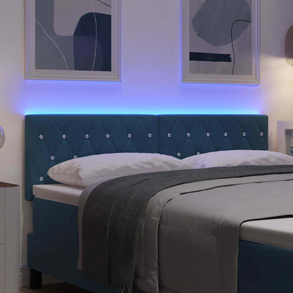 vidaXL LED Kopfteil mit LED-Lichtleisten Dunkelblau 160 cm Polyester