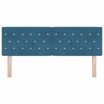 vidaXL LED Kopfteil mit LED-Lichtleisten Dunkelblau 160 cm Polyester
