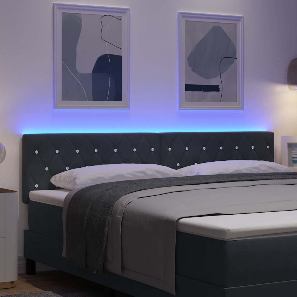 vidaXL LED Kopfteil mit LED-Lichtleisten Dunkelgrau 180 cm Polyester
