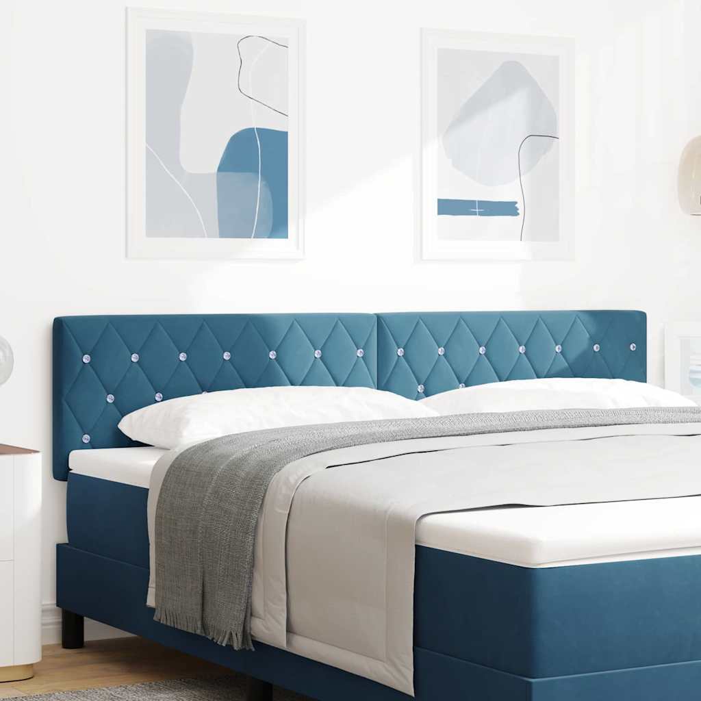 vidaXL LED Kopfteil mit LED-Lichtleisten Dunkelblau 180 cm Polyester