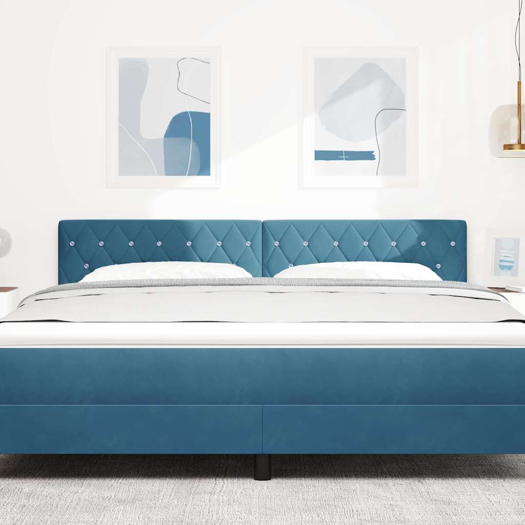 vidaXL LED Kopfteil mit LED-Lichtleisten Dunkelblau 180 cm Polyester