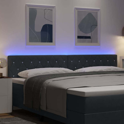 vidaXL LED Kopfteil mit LED-Lichtleisten Dunkelgrau 200 cm Polyester