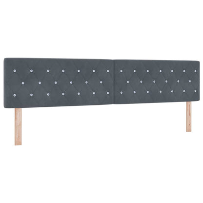 vidaXL LED Kopfteil mit LED-Lichtleisten Dunkelgrau 200 cm Polyester