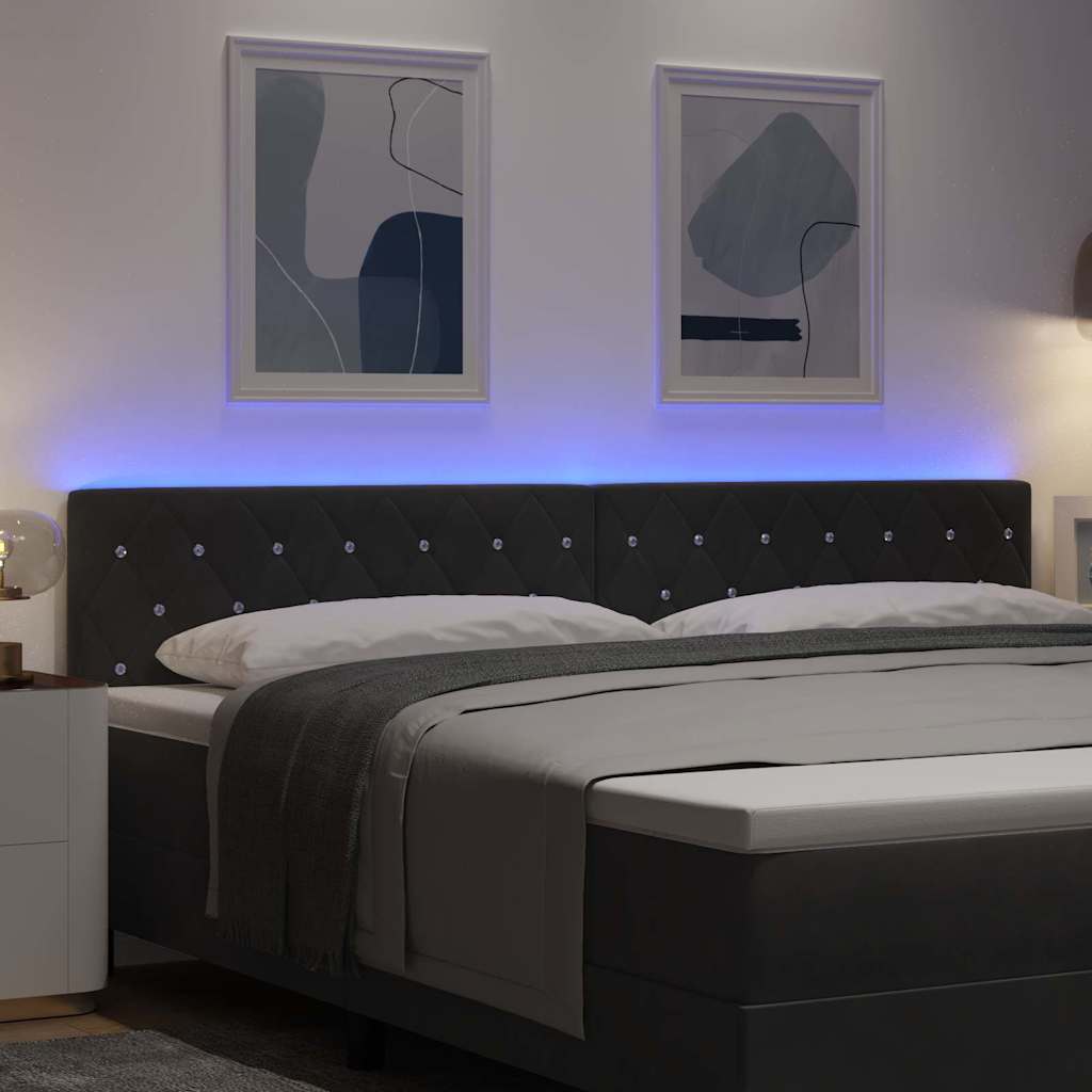 vidaXL LED Kopfteil mit LED-Lichtleisten Schwarz 200 cm Polyester