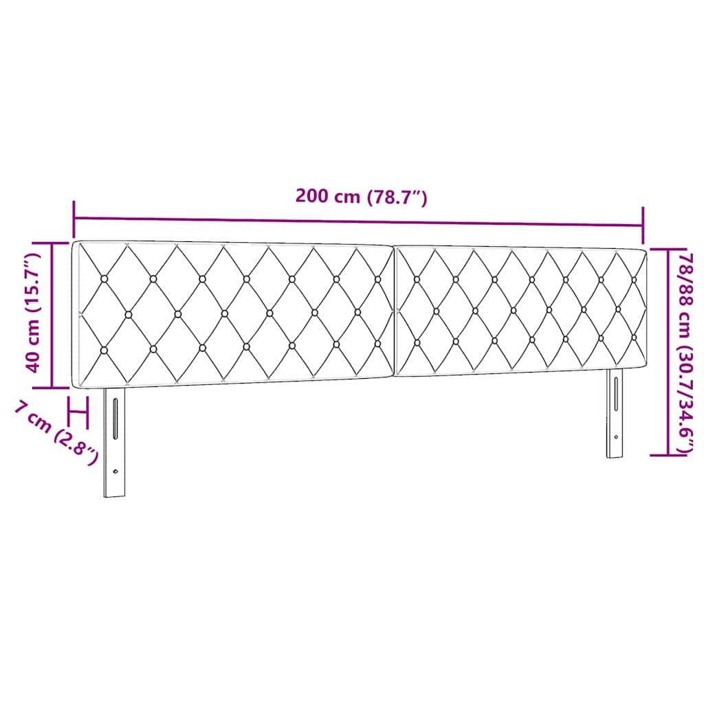 vidaXL LED Kopfteil mit LED-Lichtleisten Schwarz 200 cm Polyester