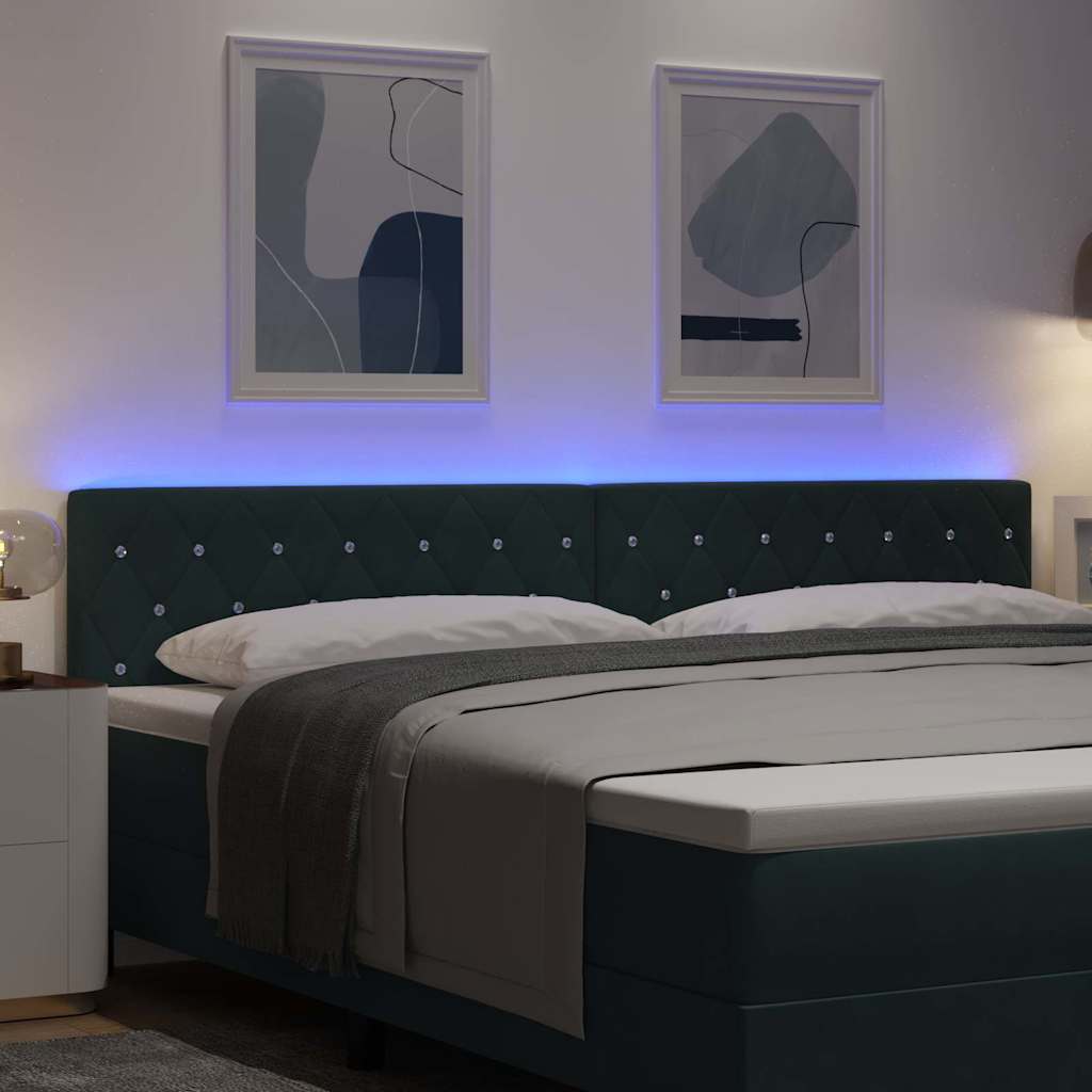 vidaXL LED Kopfteil mit LED-Lichtleisten Dunkelgrün 200 cm Polyester
