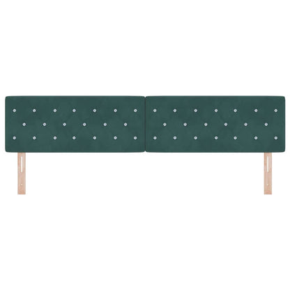 vidaXL LED Kopfteil mit LED-Lichtleisten Dunkelgrün 200 cm Polyester