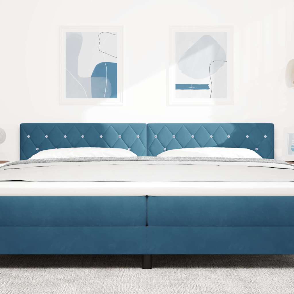 vidaXL LED Kopfteil mit LED-Lichtleisten Dunkelblau 200 cm Polyester
