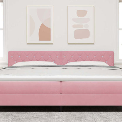 vidaXL LED Kopfteil mit LED-Lichtleisten Rosa 200 cm Polyester