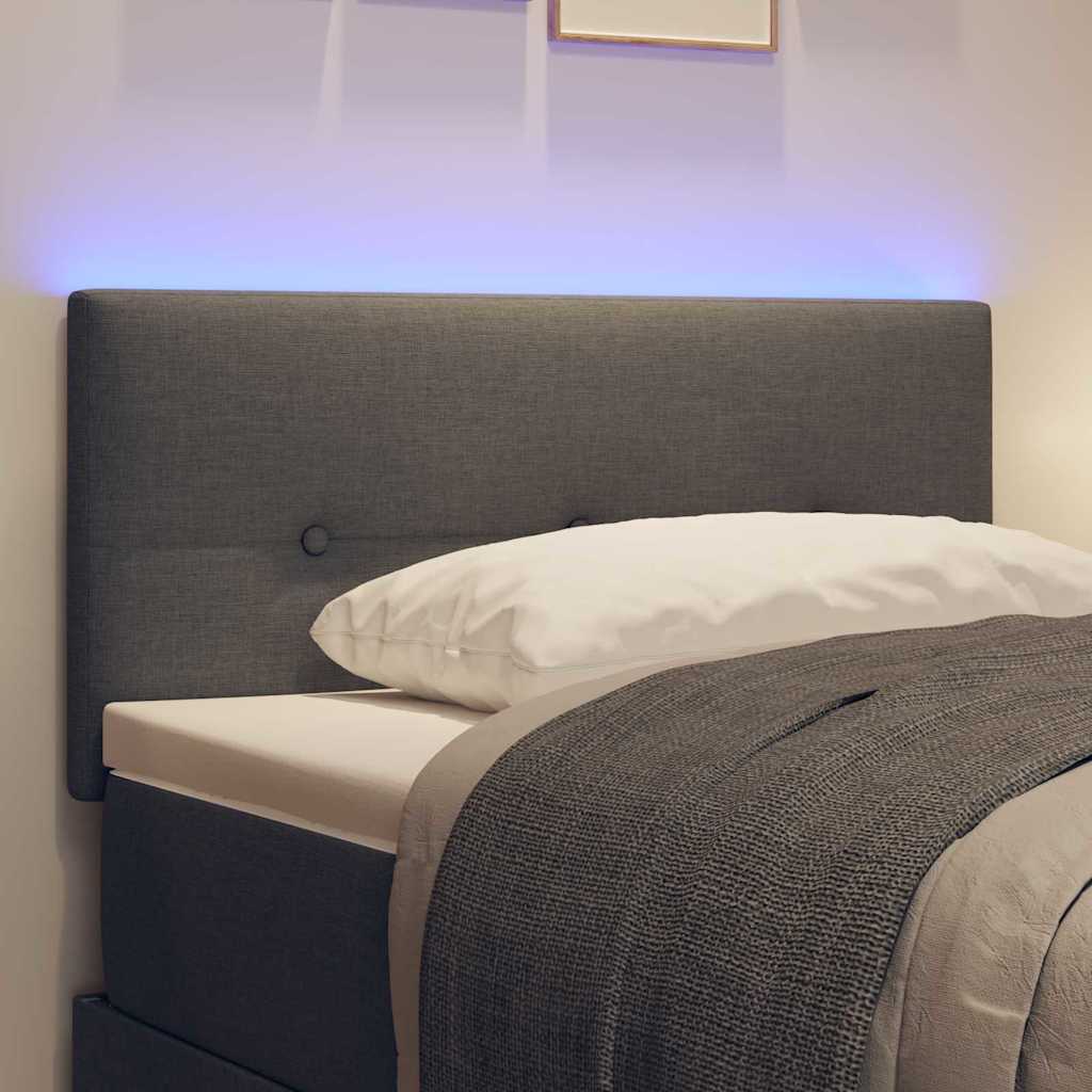 vidaXL LED Kopfteil mit LED-Lichtleisten Dunkelgrau 80 cm Polyester