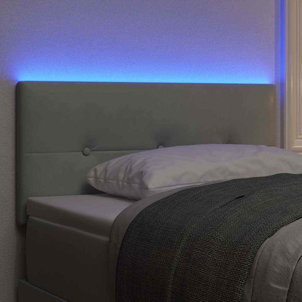 vidaXL LED Kopfteil mit LED-Lichtleisten Hellgrau 90 cm Polyester