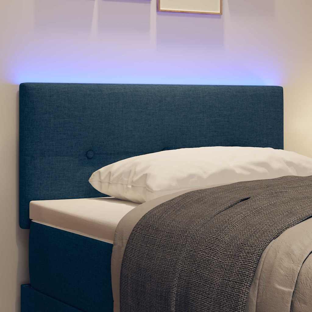 vidaXL LED Kopfteil mit LED-Lichtleisten Blau 100 cm Polyester