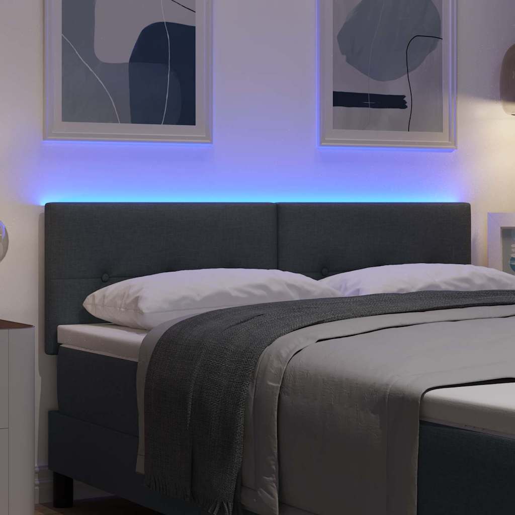 vidaXL LED Kopfteil mit LED-Lichtleisten Dunkelgrau 144 cm Polyester