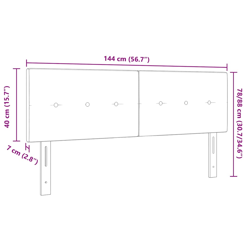 vidaXL LED Kopfteil mit LED-Lichtleisten Dunkelbraun 144 cm Polyester
